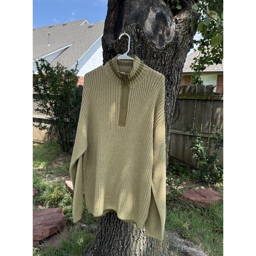 Shabby Chic Tommy Bahama XL Half Zip Fisherman’s Sweater Cotton Wool Blend Heavy - Picture 1 of 6